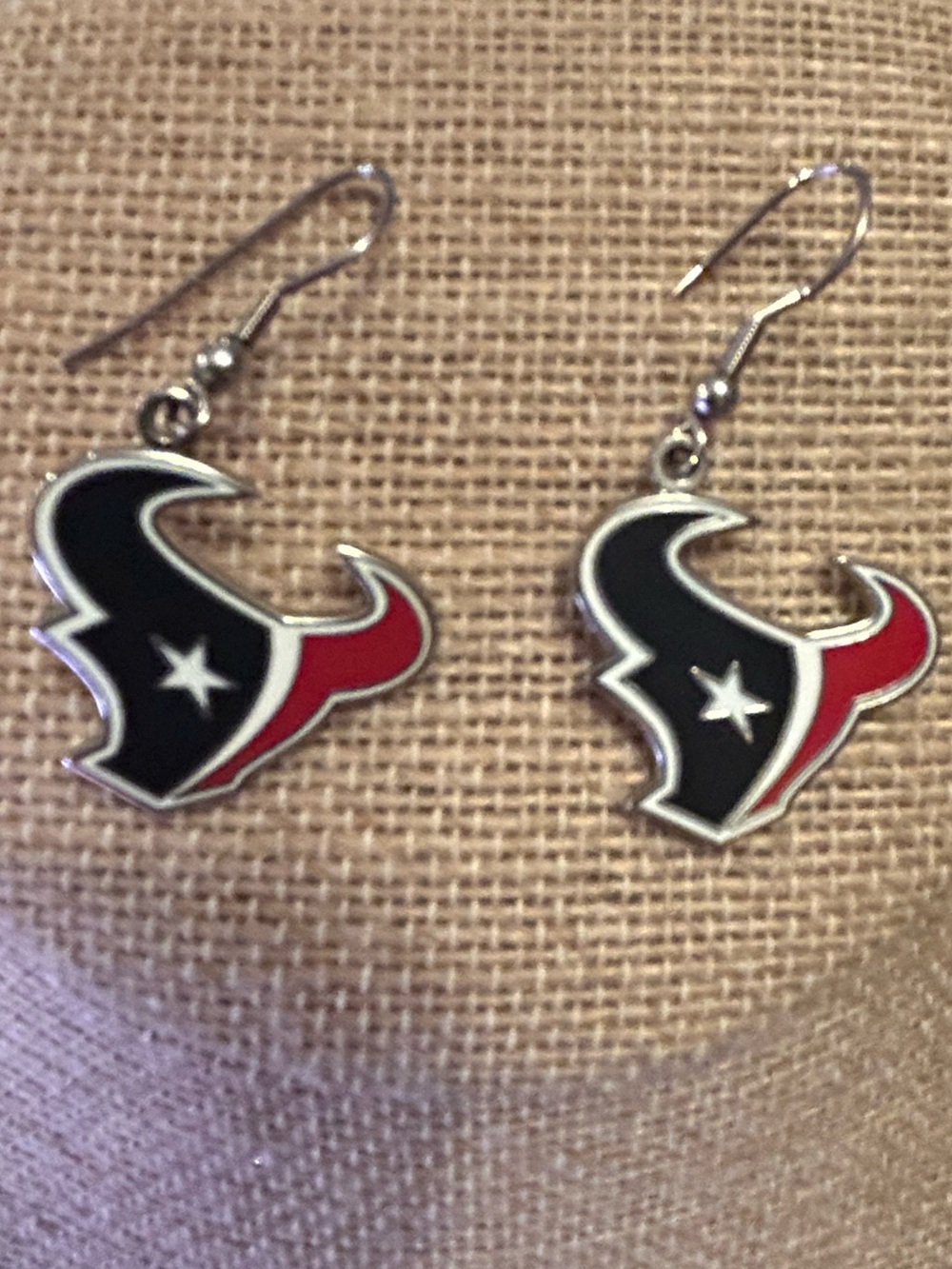 NFL Houston Texans Enamel Logo Hook Earrings - Black & Red